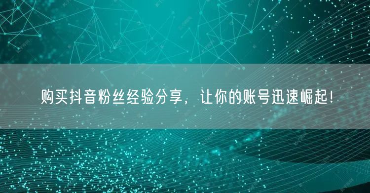购买抖音粉丝经验分享，让你的账号迅速崛起！