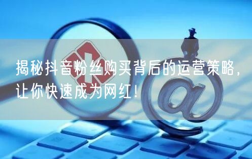 揭秘抖音粉丝购买背后的运营策略，让你快速成为网红！