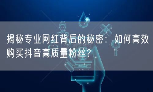 揭秘专业网红背后的秘密：如何高效购买抖音高质量粉丝？